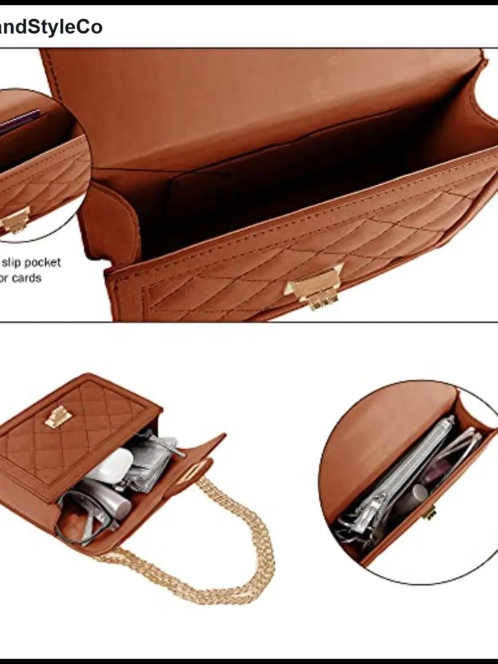 Quilted Small Crossbody Bag with Gold-Tone Hardware Vegan Leather
